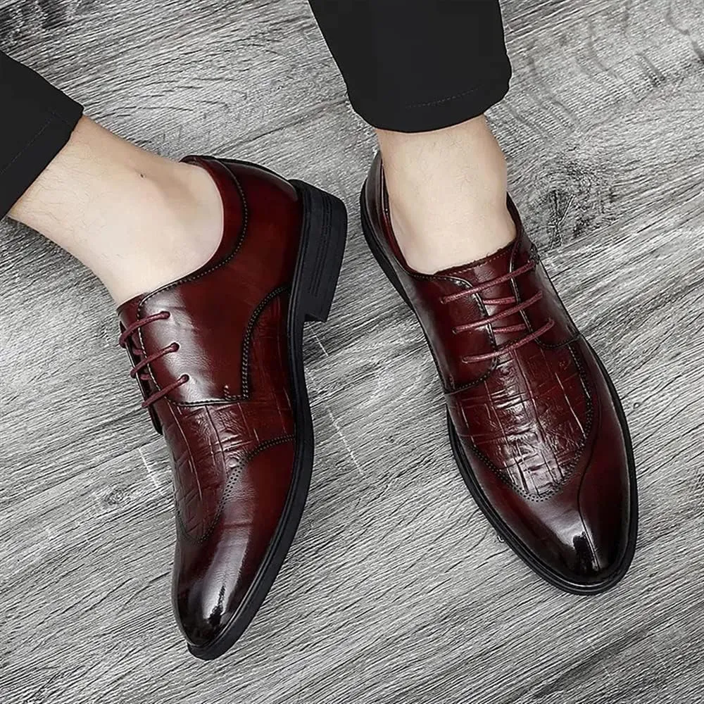 Dress Oxford Shoes for Men Lace Up Crocodile Print Split Toe Vegan Leather Block Heel Resistant Non Slip Anti-Slip Wedding Suitable for Many Occasions