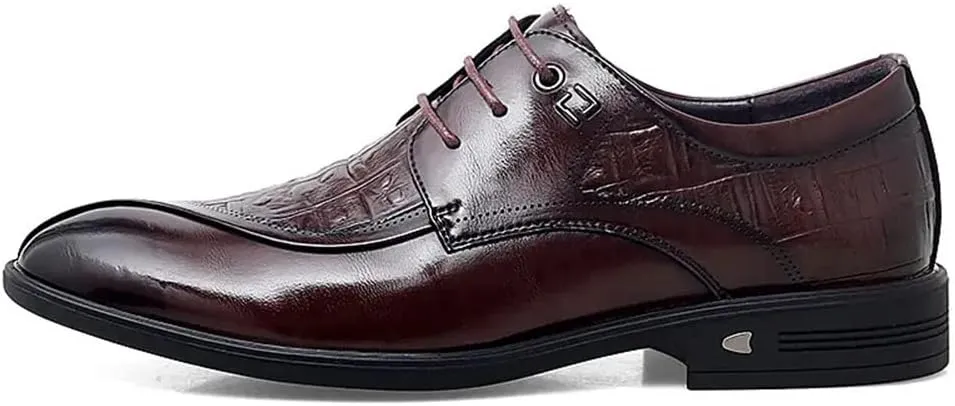 Dress Oxford Shoes for Men Lace Up Crocodile Print Split Toe Vegan Leather Block Heel Resistant Non Slip Anti-Slip Wedding Suitable for Many Occasions