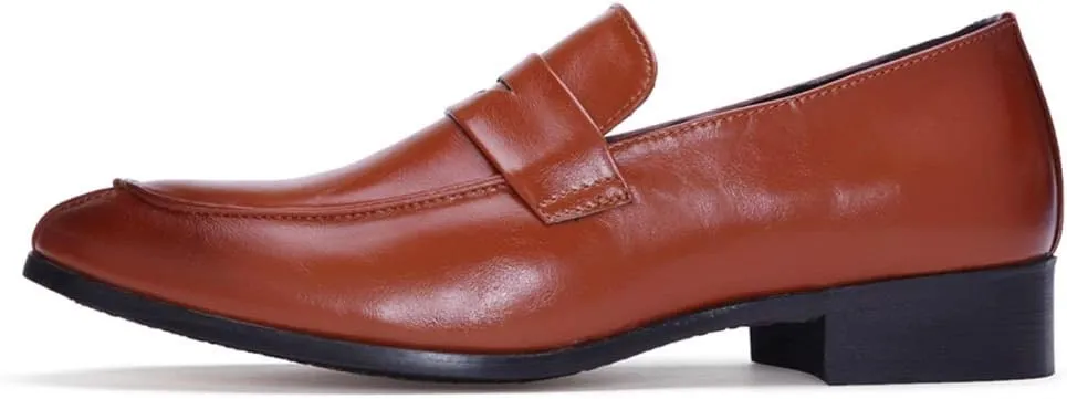 Dress Oxford Shoes for Men Slip On Round Split Toe Cowhide Non Slip Rubber Sole Slip Resistant Block Heel Anti-Slip Walking Suitable for Many Occasions