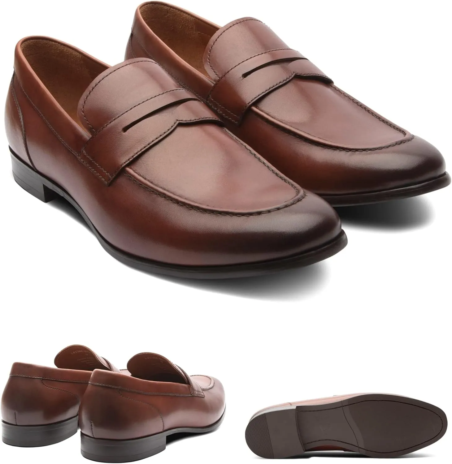 Dunross & Sons Men's Brookes Penny Loafer Slip-On Formal Business Shoes