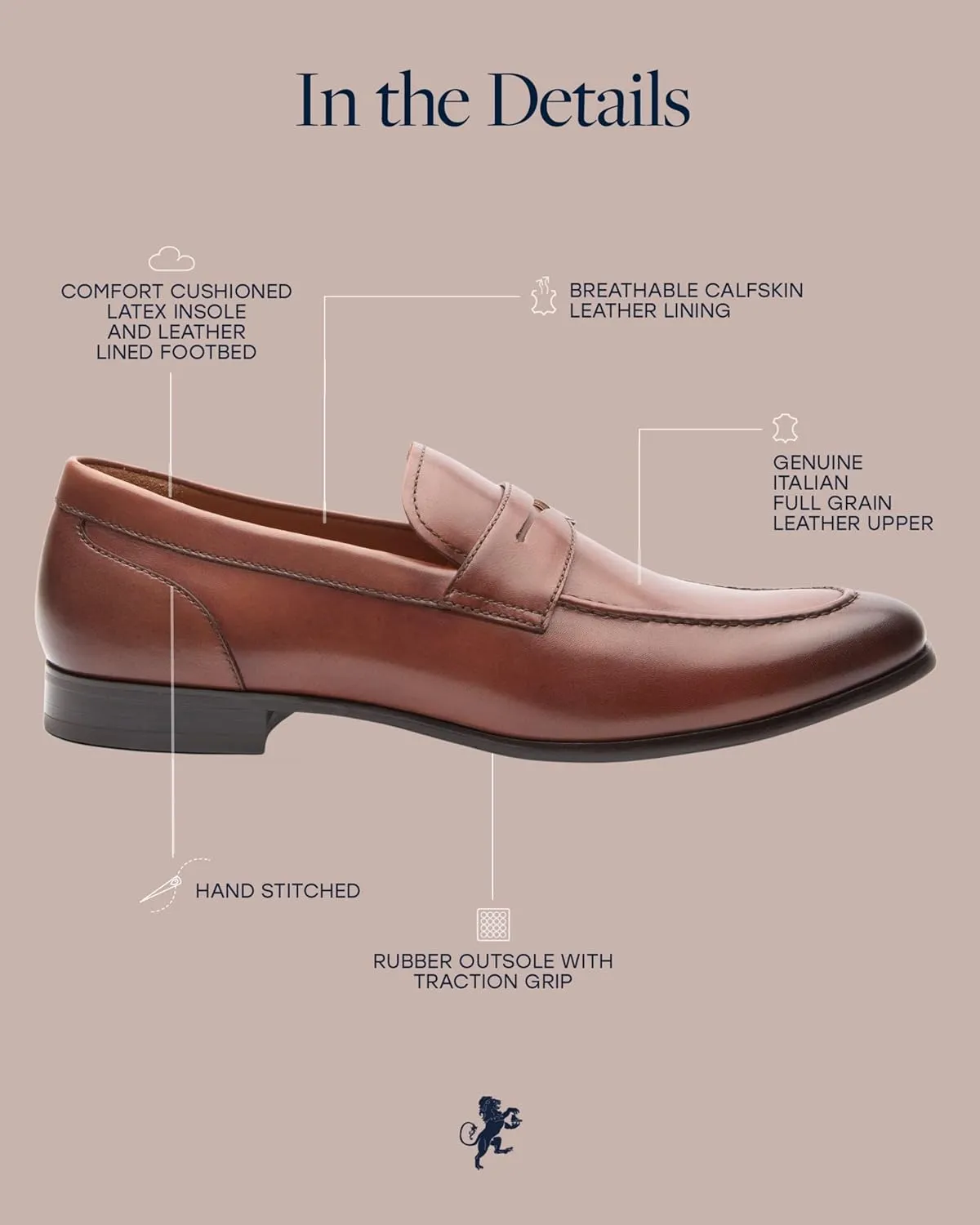 Dunross & Sons Men's Brookes Penny Loafer Slip-On Formal Business Shoes
