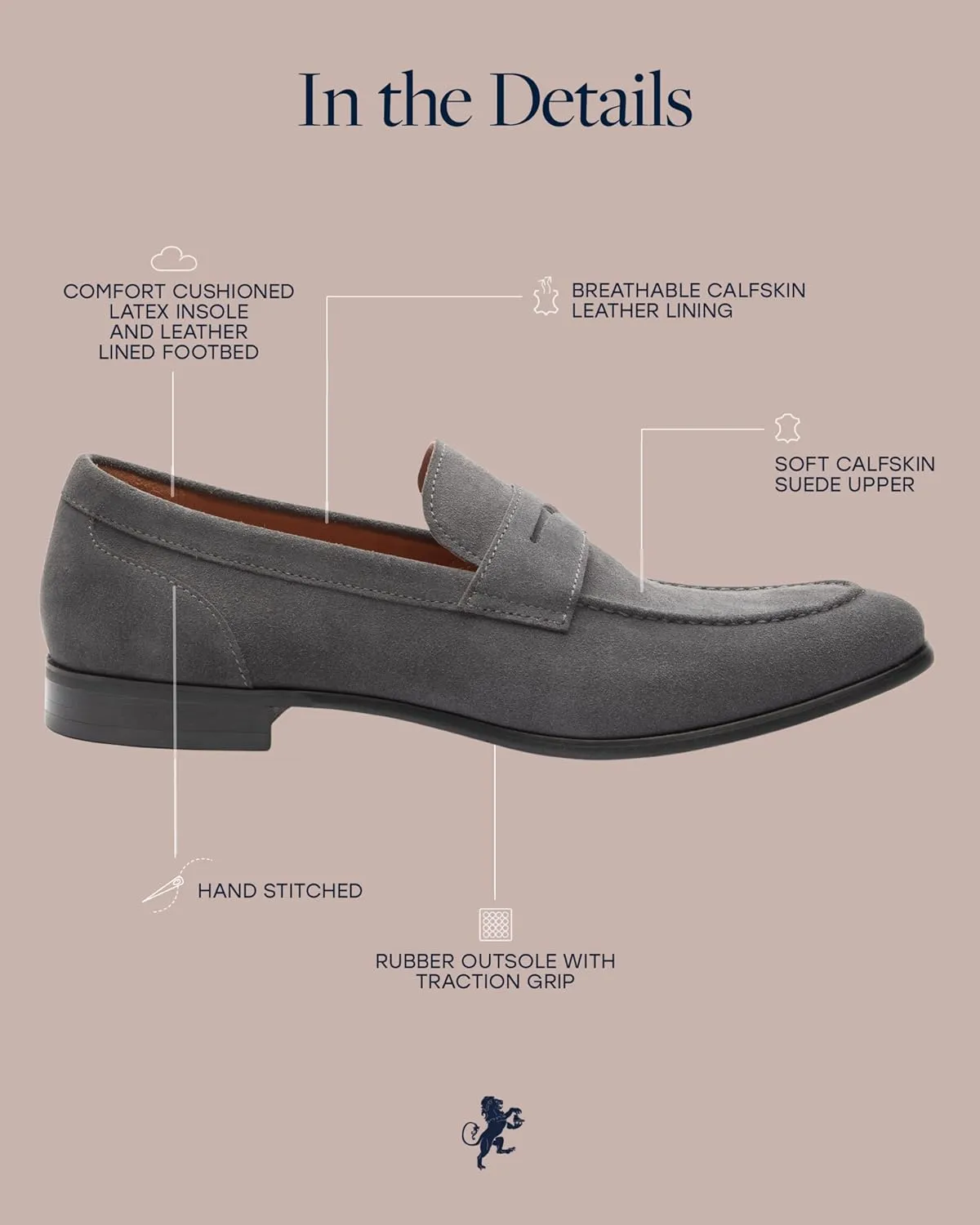 Dunross & Sons Men's Brookes Penny Loafer Slip-On Formal Business Shoes