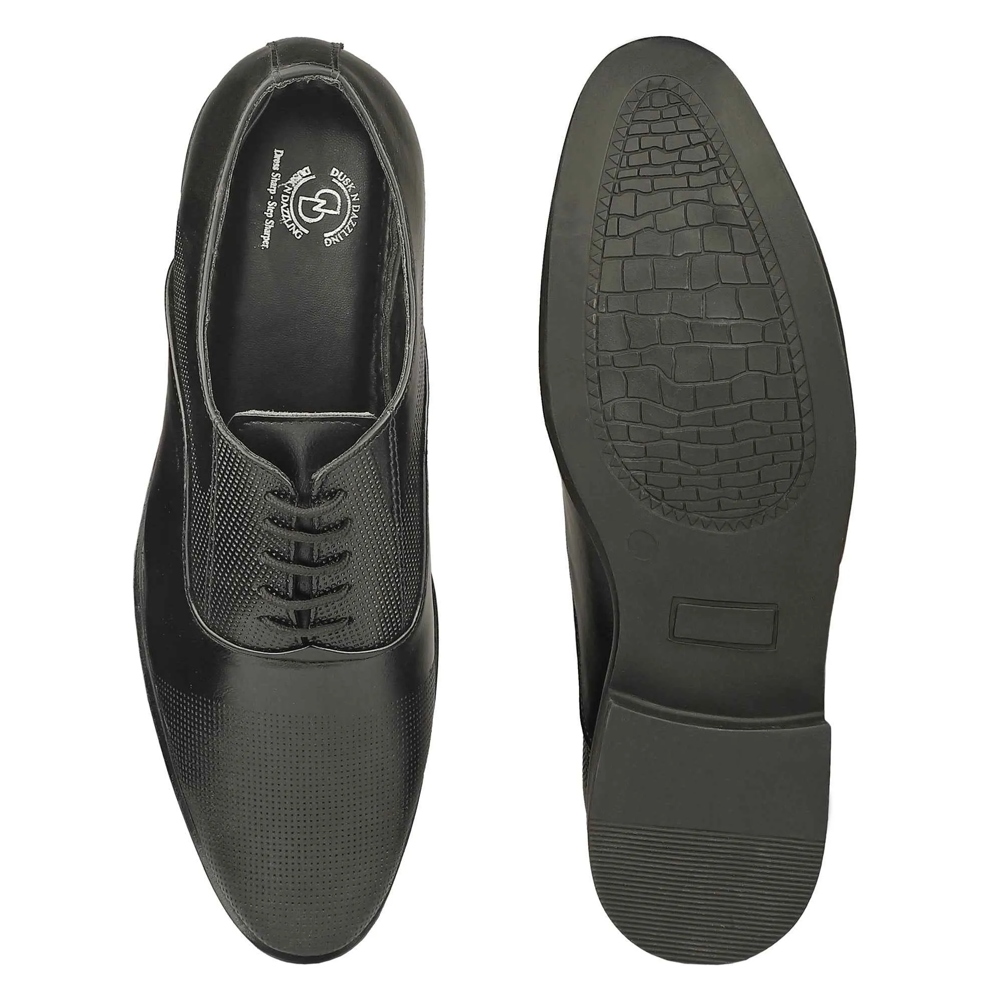 Dusk N Dazzling Black Oxford Shoes For Men