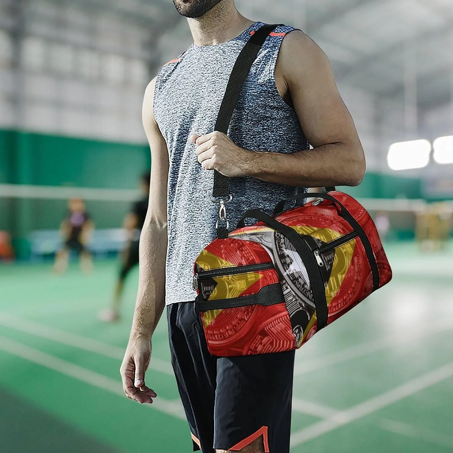 East Timor Flag Bitcoin Sports Duffel Bag with Wet Pocket and Shoe Compartment for Gym