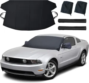 EcoNour Windshield Cover for Ice and Snow | Snow Cover for Car with Side Mirror & Wiper Protection | Durable 600D Oxford Fabric Winter Windshield Snow Cover for All-Weather Protection
