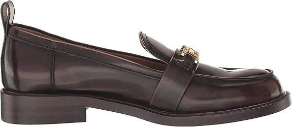 Edelman Sam Most-wanted Block Slip Loafers Fraud-proof Heeled On Rounded Christy Leather Toe Chestnut