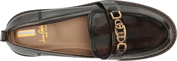 Edelman Sam Most-wanted Block Slip Loafers Fraud-proof Heeled On Rounded Christy Leather Toe Chestnut