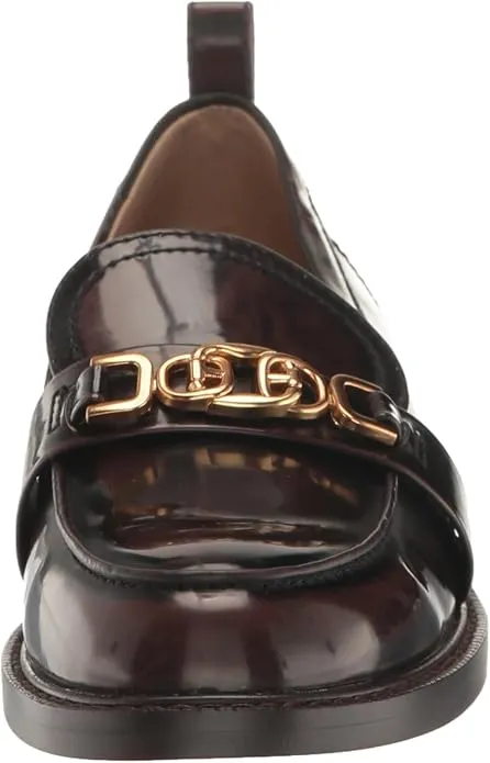 Edelman Sam Most-wanted Block Slip Loafers Fraud-proof Heeled On Rounded Christy Leather Toe Chestnut