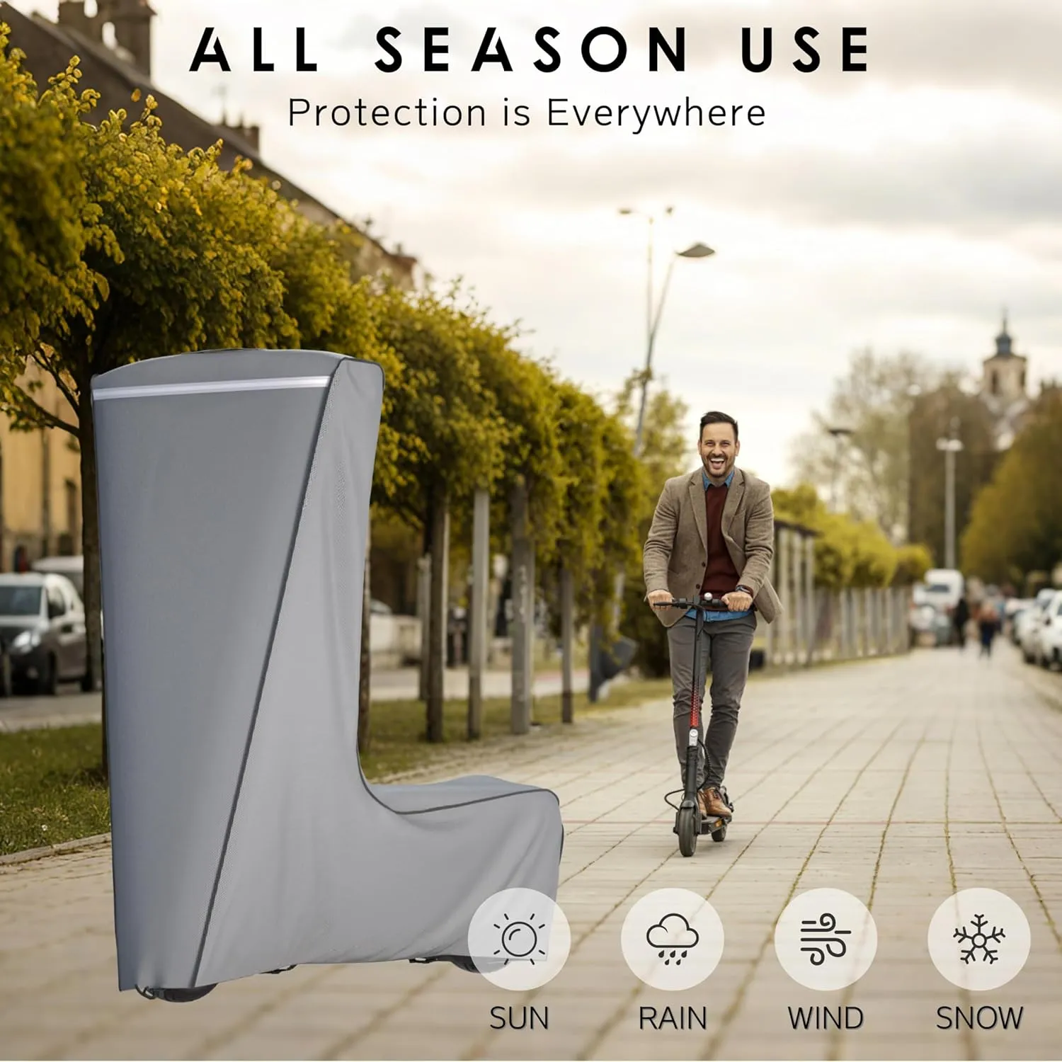 Electric Scooter Cover,1680D Heavy Duty Waterproof and Dustproof Oxford Cloth, UV Resistant & Anti-Scratch, Includes Storage Pouch,A Better Fitting Electric Scooter Cover (54x8x52)
