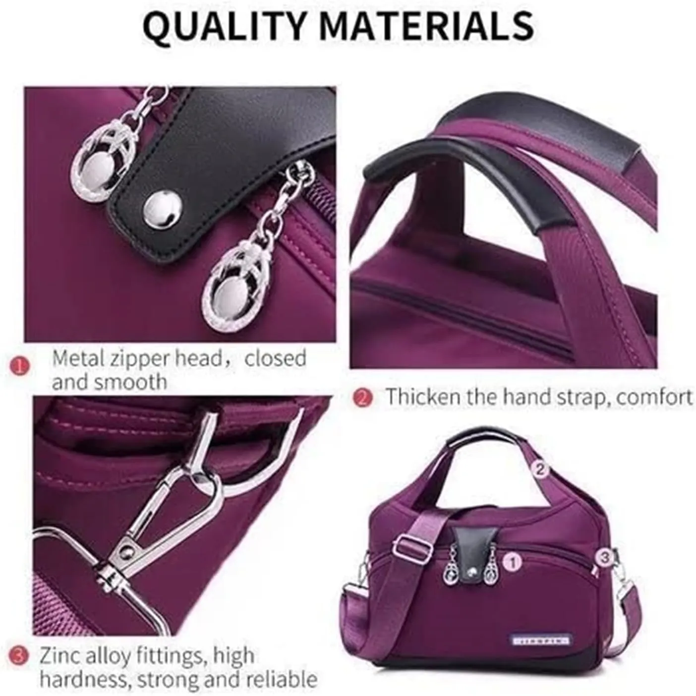 Emrefashion Bags, Women's Fashion Anti-Theft Handbag, Crossbody Bag, Shoulder Handbags, Waterproof Oxford Cloth (Taro Purple,One size)