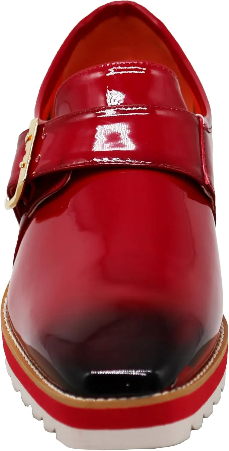 Enzo Romeo FREL Men's Patent Monk Strap Buckle Slip On Loafer Dress Shoes