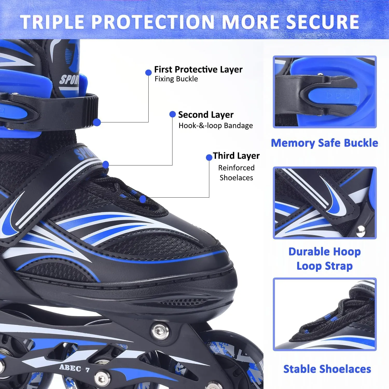 ERNAN Inline Roller Skates,Adjustable Inline Skate for Kids and Adults with Full Light Up Wheels,Outdoor Roller Blades for Boys and Girls, Men and Women