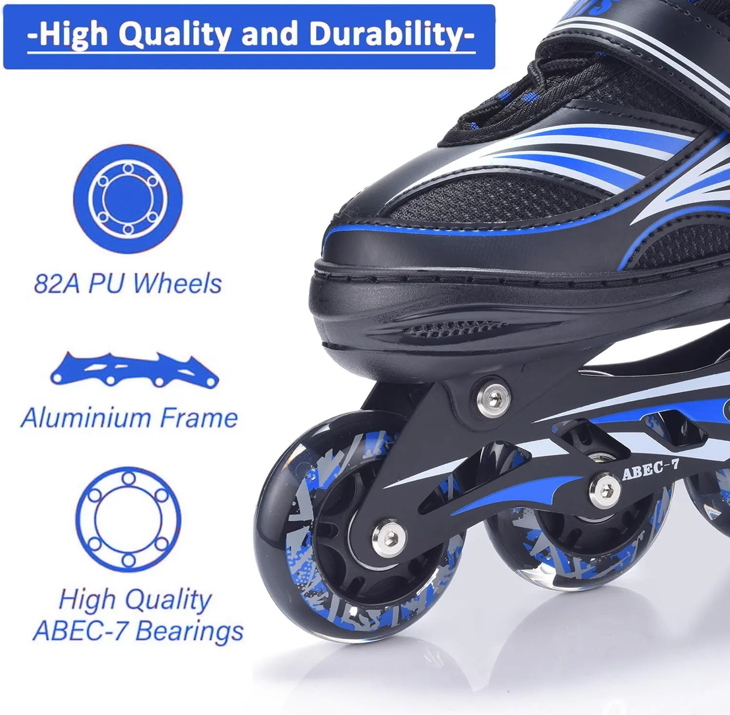 ERNAN Inline Roller Skates,Adjustable Inline Skate for Kids and Adults with Full Light Up Wheels,Outdoor Roller Blades for Boys and Girls, Men and Women
