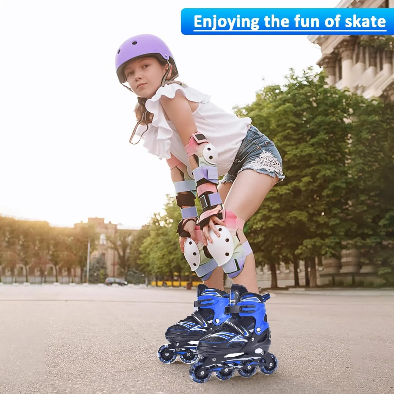 ERNAN Inline Roller Skates,Adjustable Inline Skate for Kids and Adults with Full Light Up Wheels,Outdoor Roller Blades for Boys and Girls, Men and Women