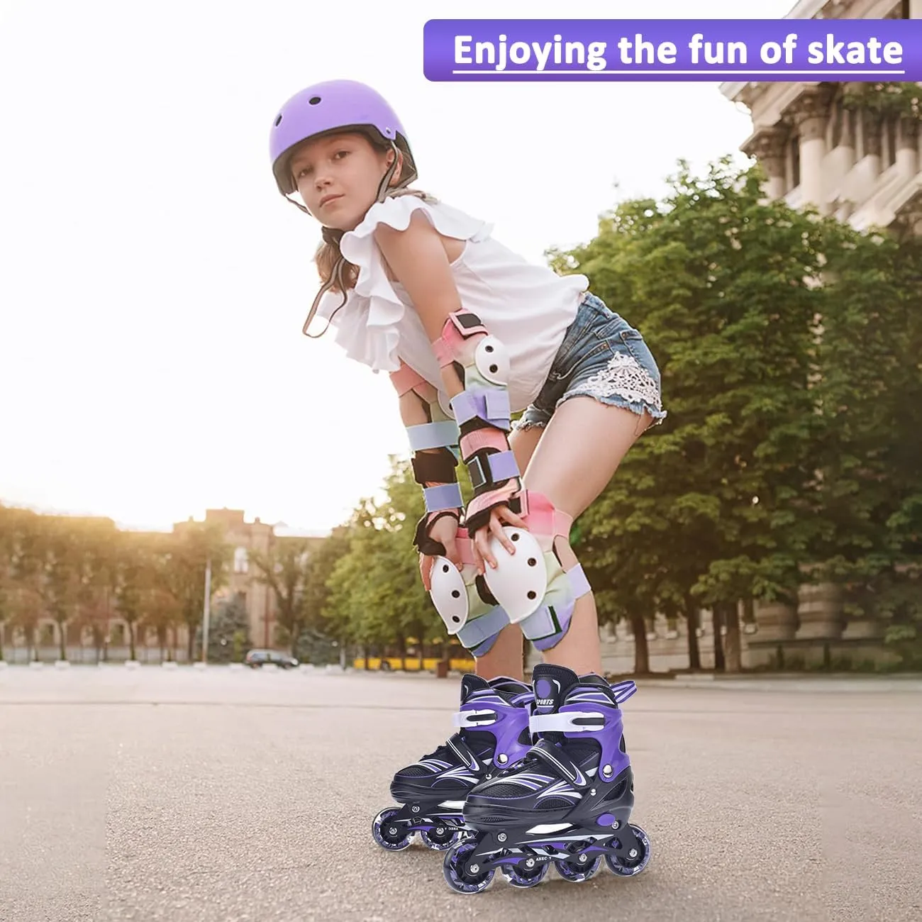 ERNAN Inline Roller Skates,Adjustable Inline Skate for Kids and Adults with Full Light Up Wheels,Outdoor Roller Skate for Boys and Girls, Men and Women