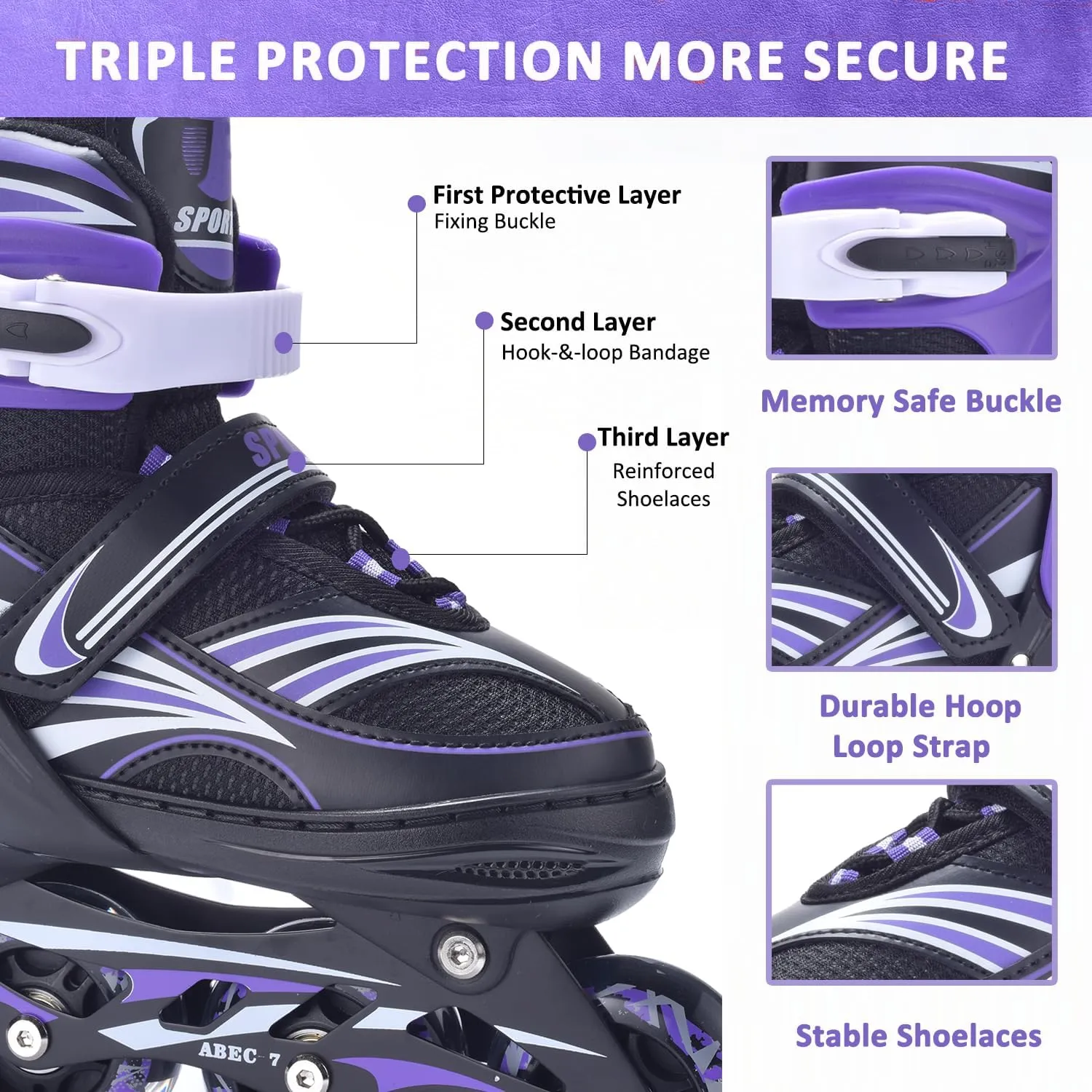 ERNAN Inline Roller Skates,Adjustable Inline Skate for Kids and Adults with Full Light Up Wheels,Outdoor Roller Skate for Boys and Girls, Men and Women