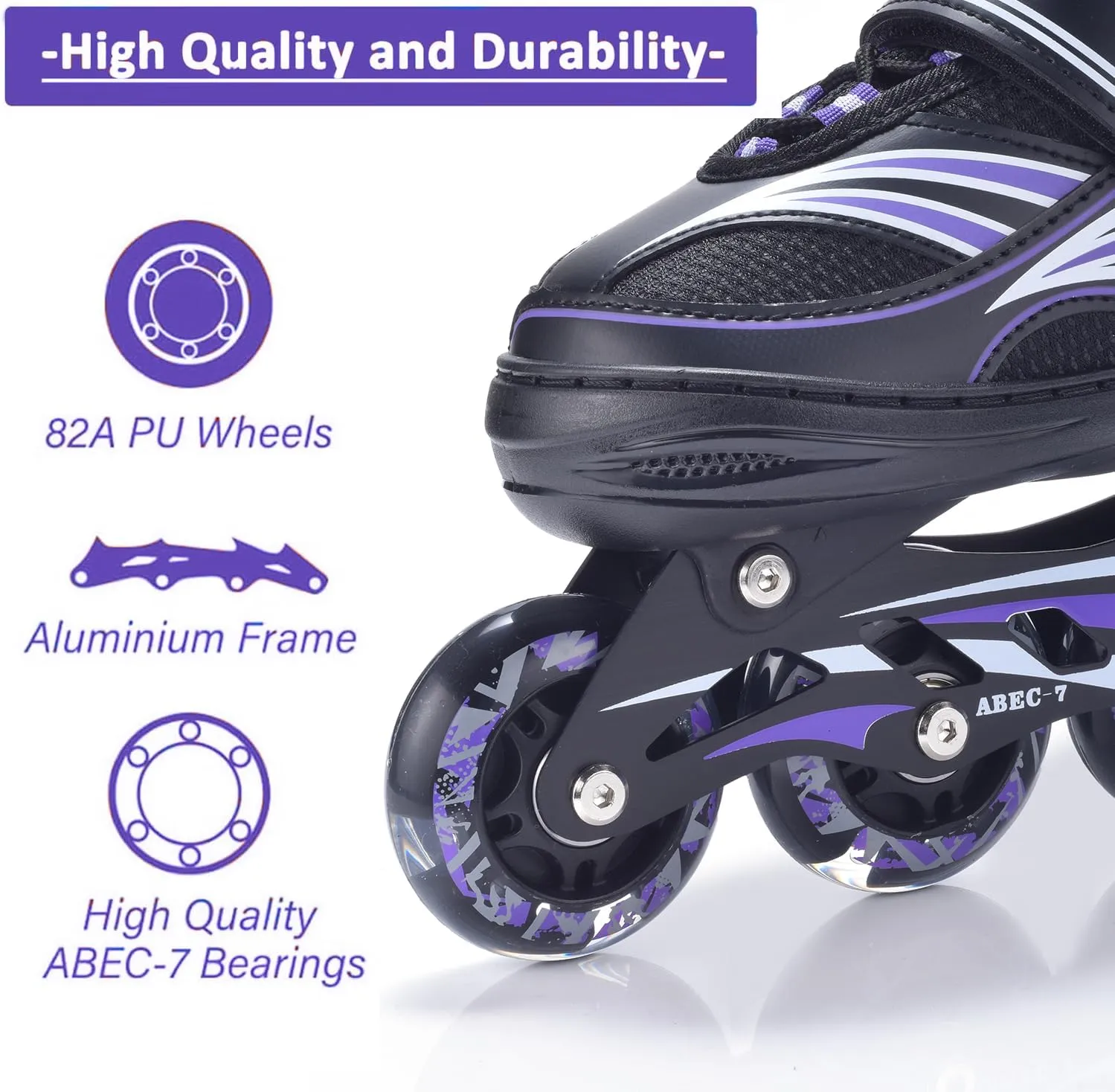 ERNAN Inline Roller Skates,Adjustable Inline Skate for Kids and Adults with Full Light Up Wheels,Outdoor Roller Skate for Boys and Girls, Men and Women