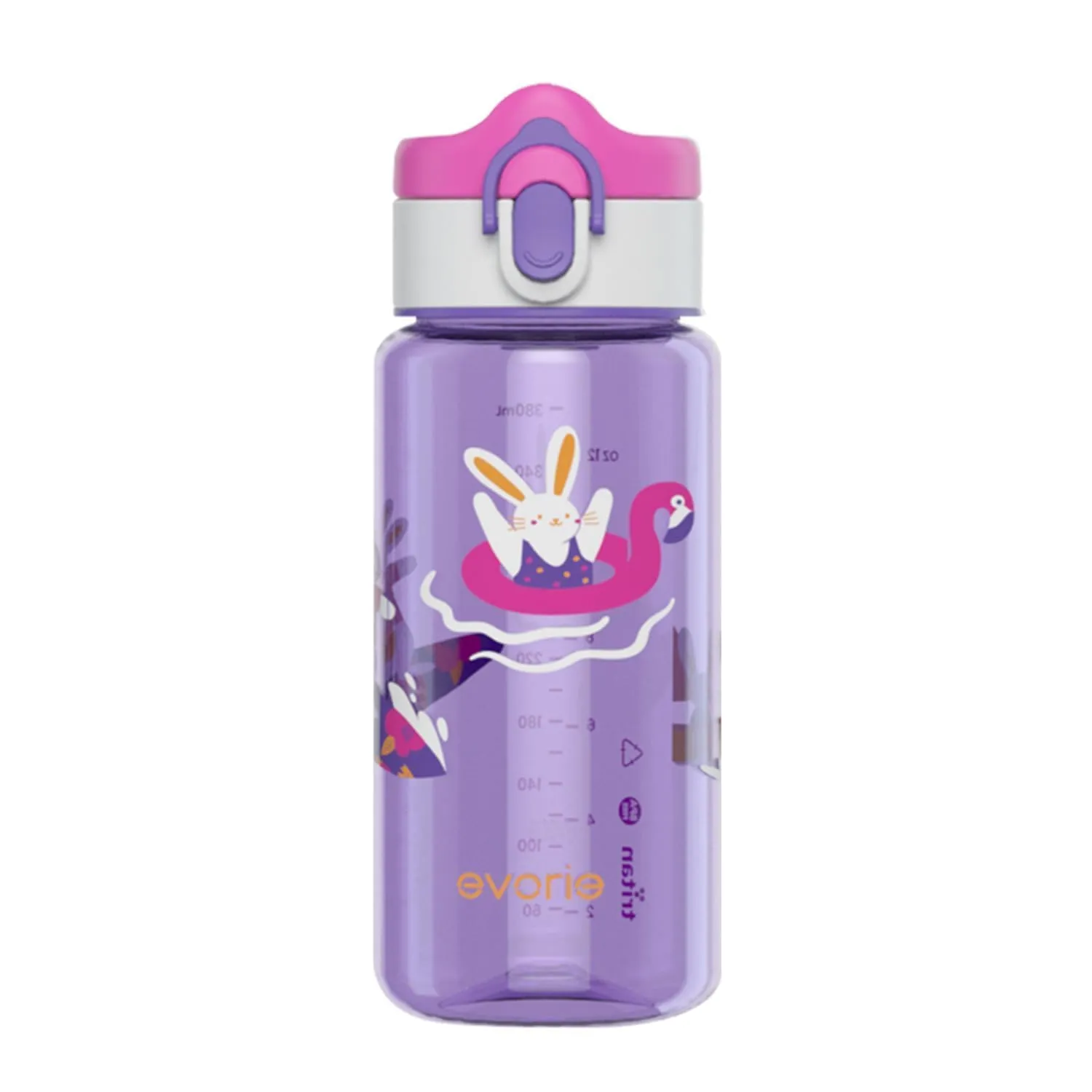 Evorie Tritan Kids Water Bottle for School No Straw 13oz BPA Free Plastic Sports Bottle Reusable Lightweight Leak Proof Travel Drinks Bottle Spout Drinking Cup Running Flip Top