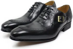 Fashion Shoes Oxford Shoes for Men Lace Up Split Toe Monk Strap Pointed Toe Cowhide Block Heel Resistant Non Slip Low Top Classic