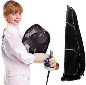 Fencing Draw-bar Wheel Bag for Epee Saber and Foil - Sword Bag Trolley Case for Fencing Suit and Mask - Junior Fencing Equipment Bag Waterproof Epee Bag 1680D Oxford Material