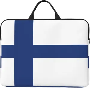 Finnish flag print Durable Travel Laptop Bag HandBag Shockproof Carrying Bag Briefcase for 14inch Laptop Notebook