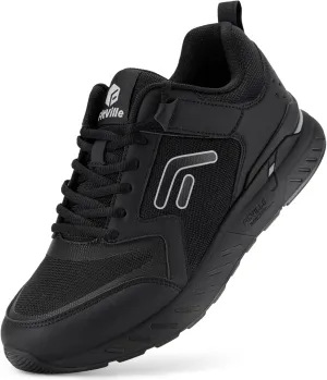 FitVille Men's Walking Shoes Wide Width Diabetic Shoes Orthopedic Sneaker Hook and Loop Running Shoes for Flat Feet Plantar Fasciitis - Rebound Core V7
