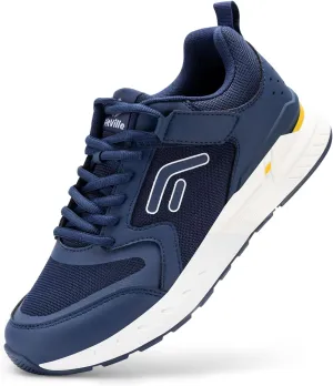 FitVille Men's Walking Shoes Wide Width Diabetic Shoes Orthopedic Sneaker Hook and Loop Running Shoes for Flat Feet Plantar Fasciitis - Rebound Core V7