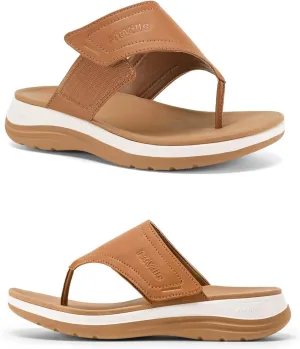 FitVille Wide Flip Flops for Women with Arch Support Wide Width Flip Flops for Women Beach Non Slip