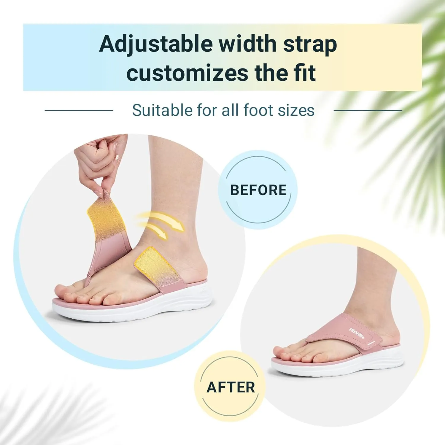 FitVille Wide Flip Flops for Women with Arch Support Wide Width Flip Flops for Women Beach Non Slip