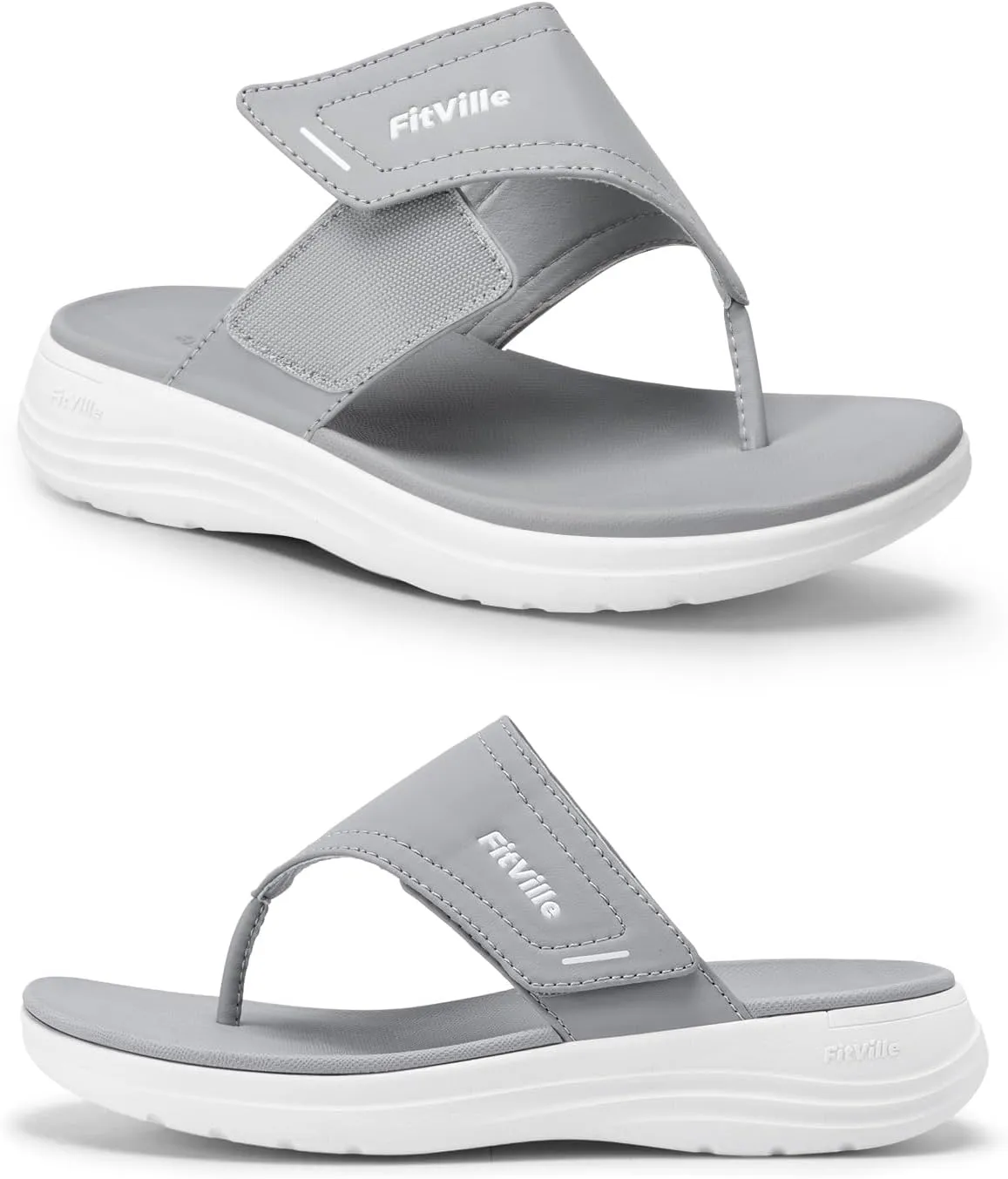 FitVille Wide Flip Flops for Women with Arch Support Wide Width Flip Flops for Women Beach Non Slip