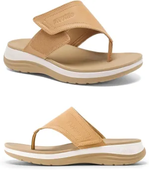FitVille Wide Flip Flops for Women with Arch Support Wide Width Flip Flops for Women Beach Non Slip