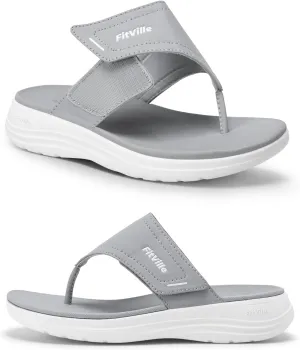 FitVille Wide Flip Flops for Women with Arch Support Wide Width Flip Flops for Women Beach Non Slip
