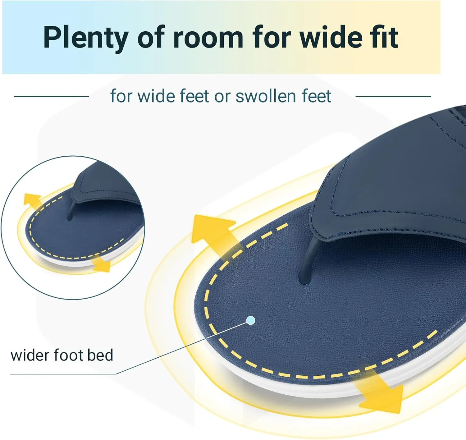 FitVille Wide Flip Flops for Women with Arch Support Wide Width Flip Flops for Women Beach Non Slip