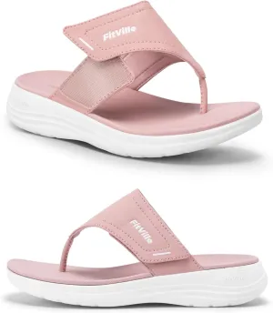 FitVille Wide Flip Flops for Women with Arch Support Wide Width Flip Flops for Women Beach Non Slip