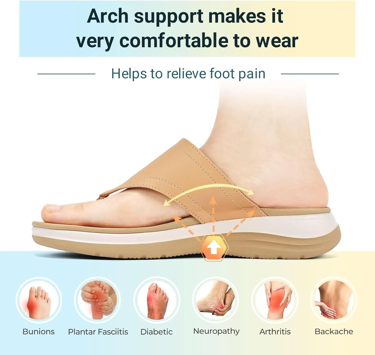 FitVille Wide Flip Flops for Women with Arch Support Wide Width Flip Flops for Women Beach Non Slip