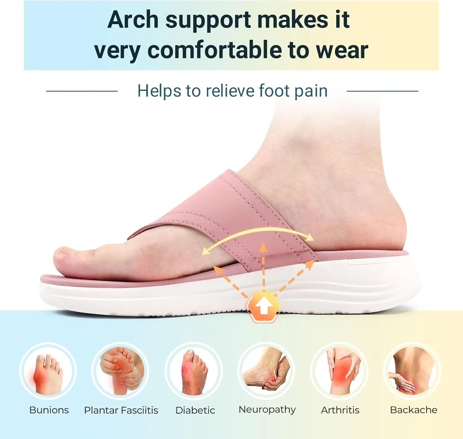 FitVille Wide Flip Flops for Women with Arch Support Wide Width Flip Flops for Women Beach Non Slip