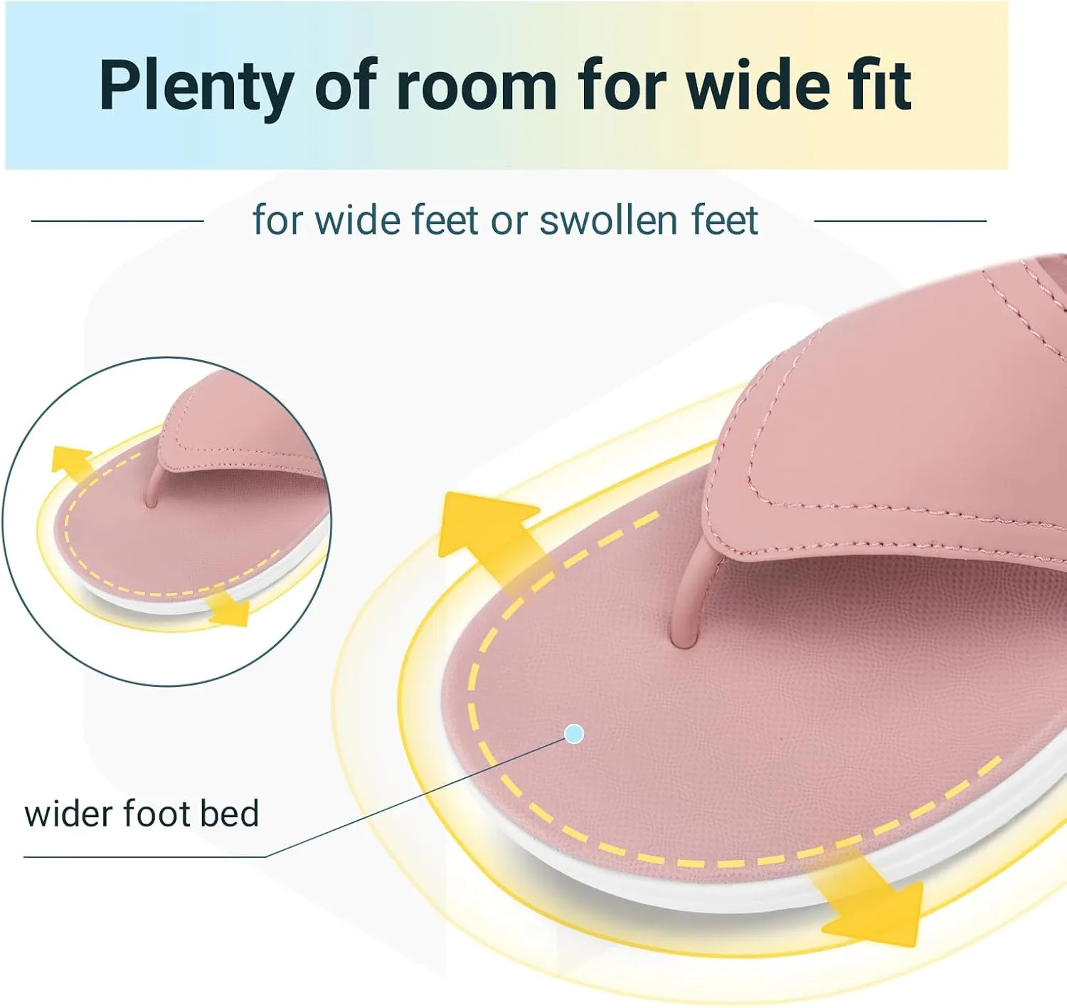 FitVille Wide Flip Flops for Women with Arch Support Wide Width Flip Flops for Women Beach Non Slip