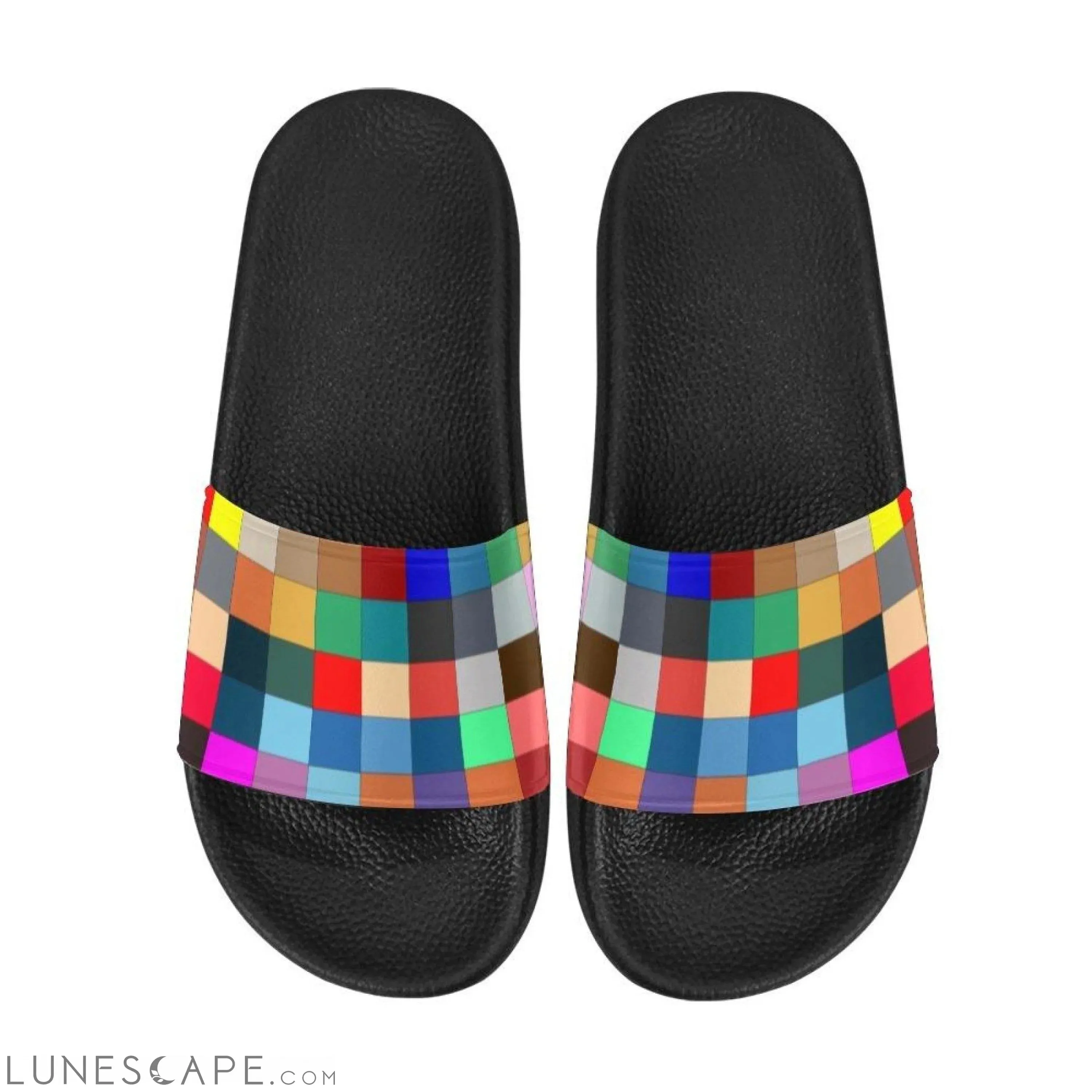 Flip-Flop Sandals, Multicolor Block Style Womens Slides