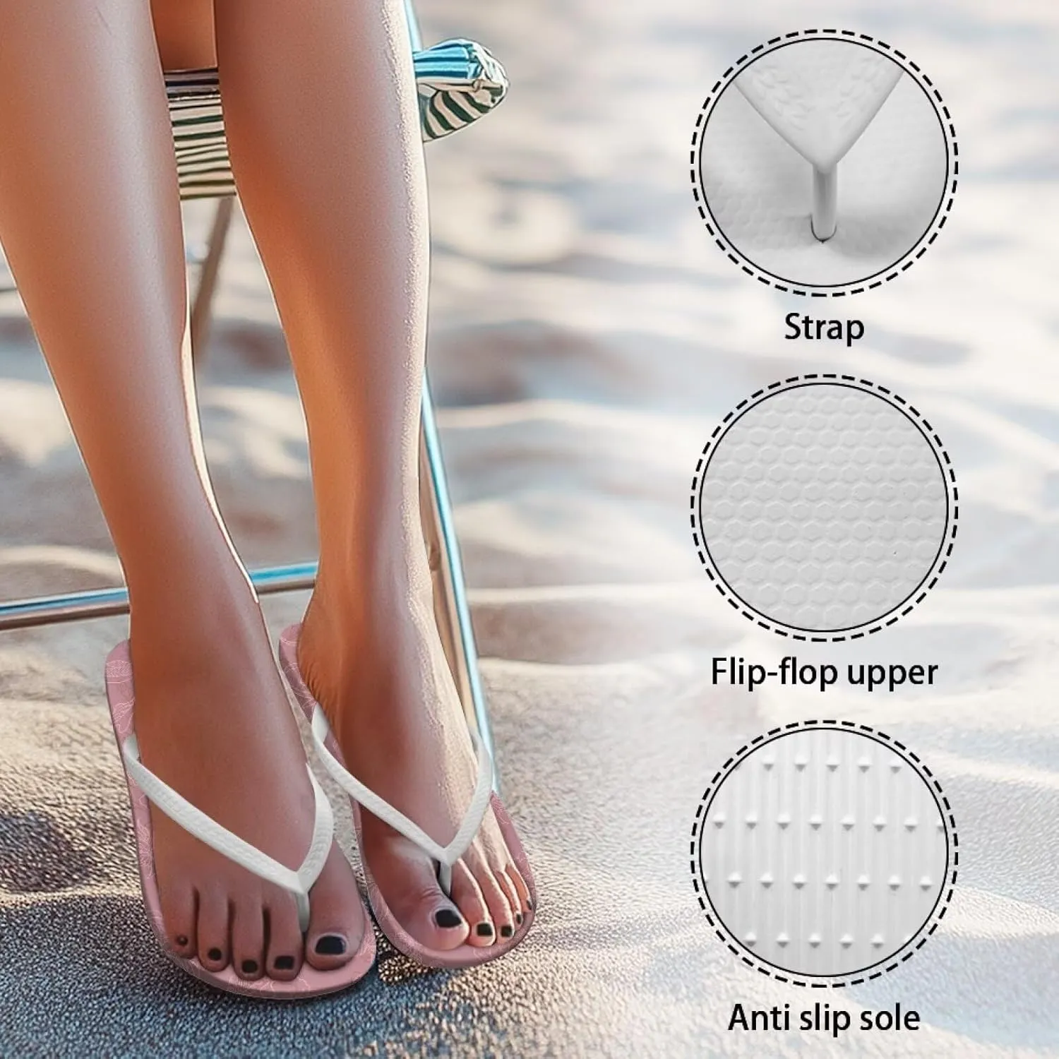 Flip Flops for Women EVA Sole Yoga Mat Comfortable Summer Beach Walking Thong Cushion Sandals Slip On Outdoor Indoor