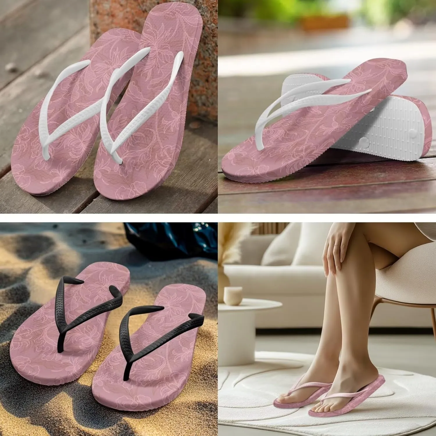 Flip Flops for Women EVA Sole Yoga Mat Comfortable Summer Beach Walking Thong Cushion Sandals Slip On Outdoor Indoor