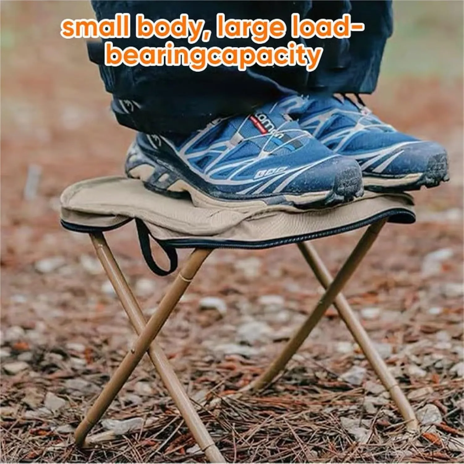 Foldable Backpack Stool, Mini Outdoor Camping Collapsible Stool, Small Fishing Chair, Portable Small Foldable Lightweight Hunting Seat, Folding Slacker Chairs for Fishing Travelling Picnics(Black,Larg