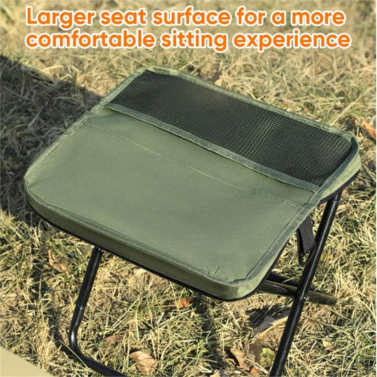 Foldable Backpack Stool, Mini Outdoor Camping Collapsible Stool, Small Fishing Chair, Portable Small Foldable Lightweight Hunting Seat, Folding Slacker Chairs for Fishing Travelling Picnics(Black,Larg