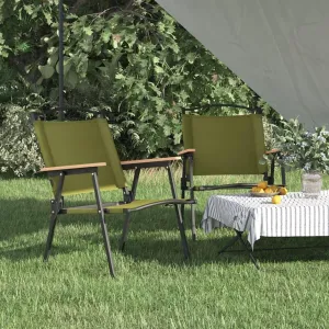 Folding Camping Chairs 2 Pack Green Outdoor Chairs with Oxford Fabric Lightweight Portable for Beach Patio Lawn Picnic Concert