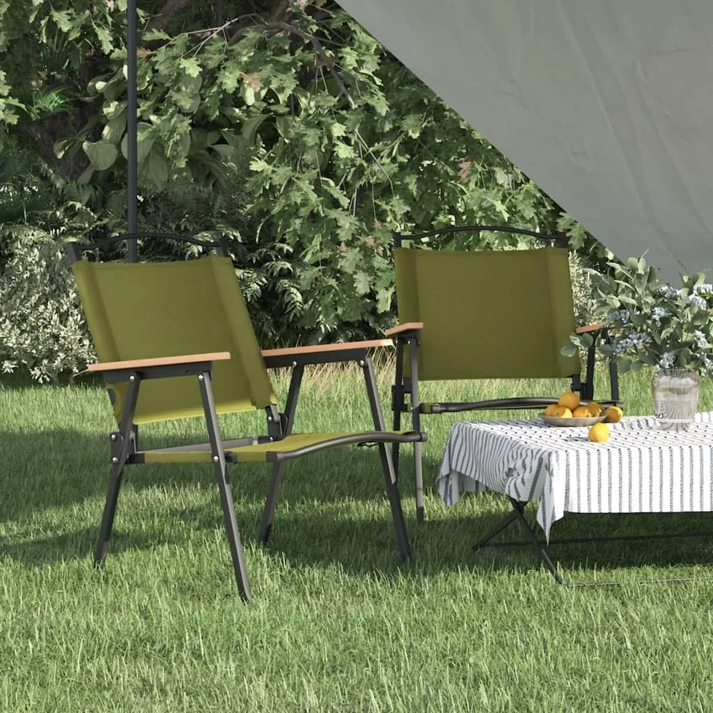 Folding Camping Chairs 2 Pack Green Outdoor Chairs with Oxford Fabric Lightweight Portable for Beach Patio Lawn Picnic Concert