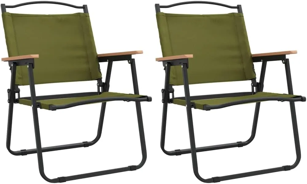 Folding Camping Chairs 2 Pack Green Outdoor Chairs with Oxford Fabric Lightweight Portable for Beach Patio Lawn Picnic Concert