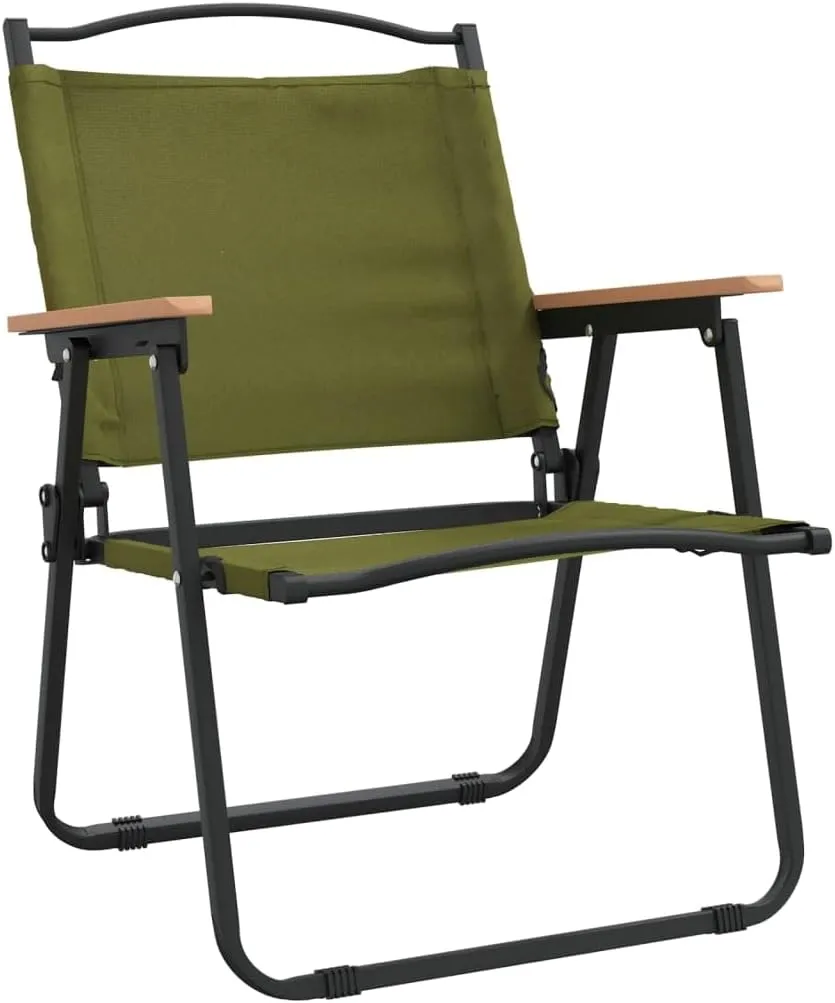Folding Camping Chairs 2 Pack Green Outdoor Chairs with Oxford Fabric Lightweight Portable for Beach Patio Lawn Picnic Concert