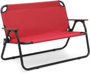 Folding Double Camping Chair 2 Person Loveseat Outdoor Portable Camp Dining Seat (Red)