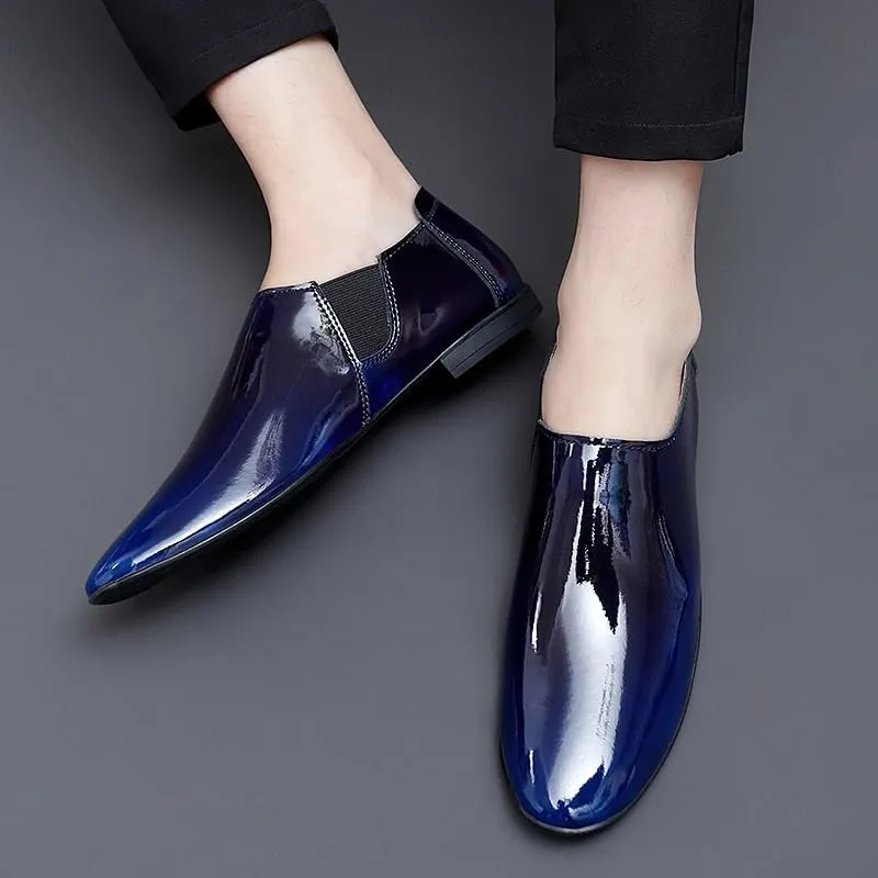 Formal Oxford Shoes for Men Slip On Round Burnished Toe Faux Leather Oxford Shoes Rubber Sole Non Slip Resistant Casual
