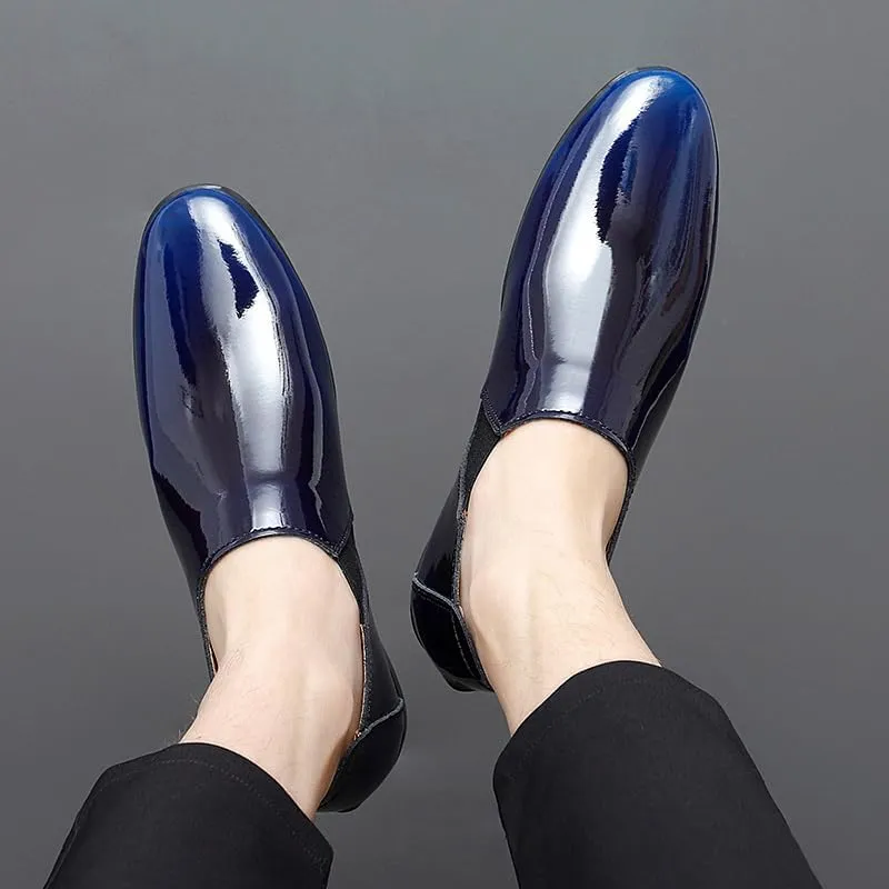 Formal Oxford Shoes for Men Slip On Round Burnished Toe Faux Leather Oxford Shoes Rubber Sole Non Slip Resistant Casual
