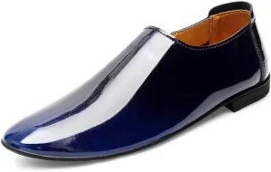 Formal Oxford Shoes for Men Slip On Round Burnished Toe Faux Leather Oxford Shoes Rubber Sole Non Slip Resistant Casual